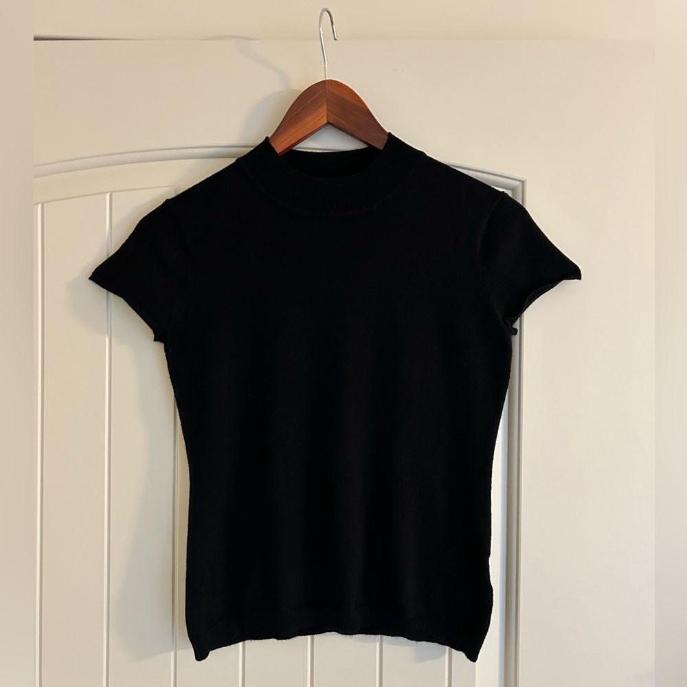 Philosophy Mockneck Short Sleeve Cap Sleeve Sweater in Black, Size XS